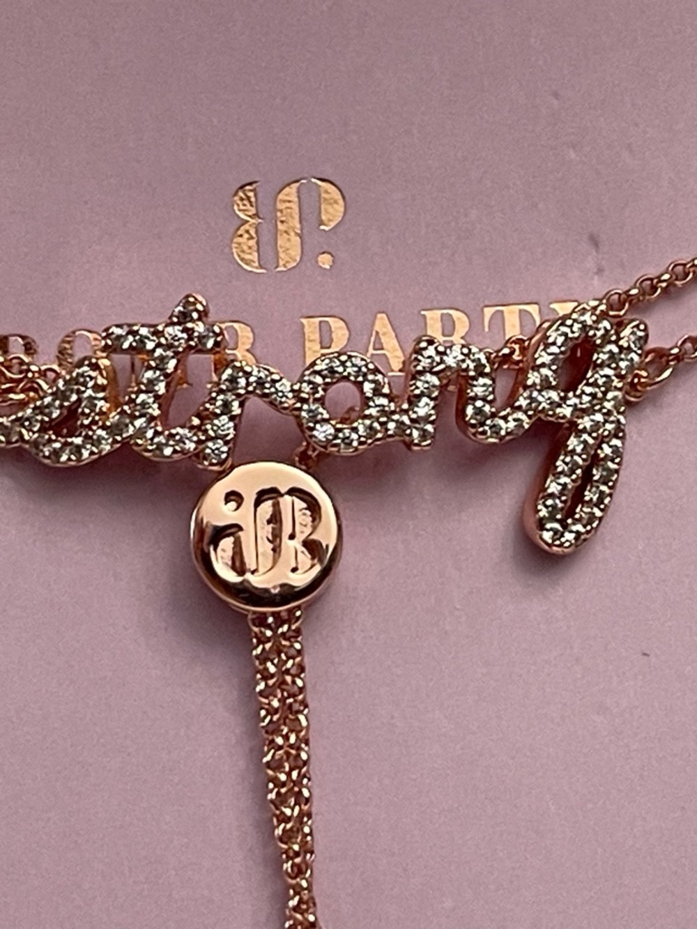 Bomb Party Love Ever After “The Strong Script Bracelet” Rose Gold- CZ
